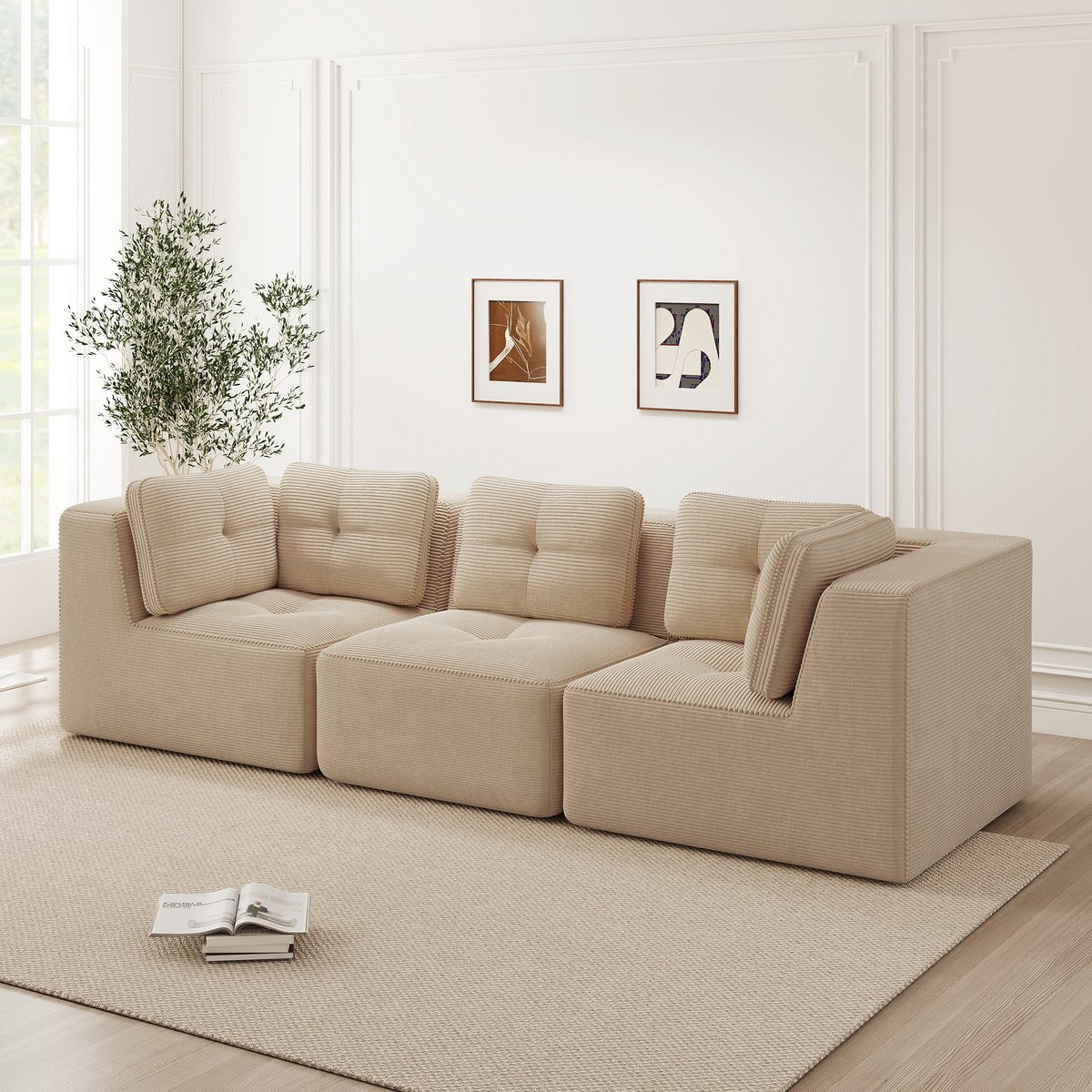 FloraGrace Hoekbank Modulair 3-Zits - Beige - Cord