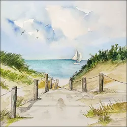Ambiente 20 Servietten Papier 33x33cm 3-lagig - hochwertige Einweg Papierservietten Partyservietten Sommer Strand Urlaub Meer Segelboot Gartenparty Tischdeko