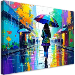 LEINWANDBILD Mädchen mit Regenschirm Street Art 60x40cm