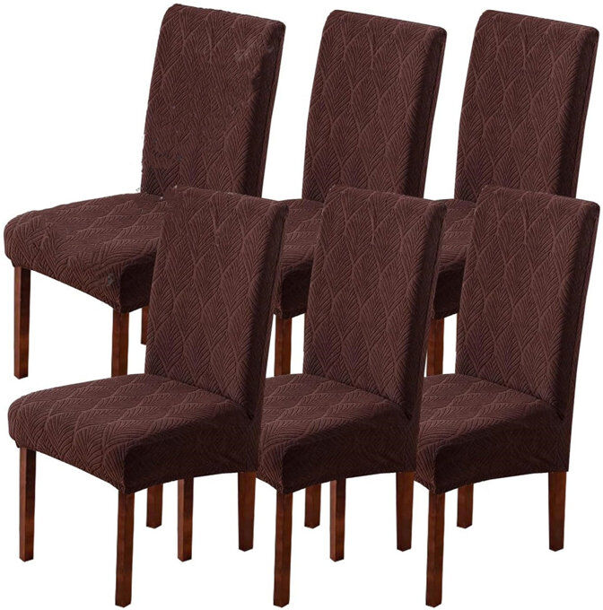 Ebern Designs T-Cushion Dining Chair Slipcover Brown 75cm H X 53cm W