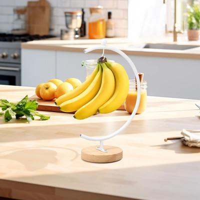 Uplift Essentials Creative Moon Shaped Architectural Banana Holder Rack white