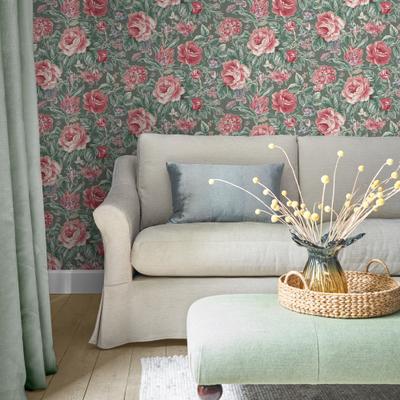 Vliestapete LAURA ASHLEY "Wild Roses", grün, B:0,52m H:10m L:10m, Vlies, Tapeten, 10mx52cm (ca. 5m2)