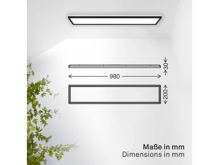B.K. Licht LED Panel Shallow, schwarz, für Arbeitszimmer / Büro, Kunststoff
