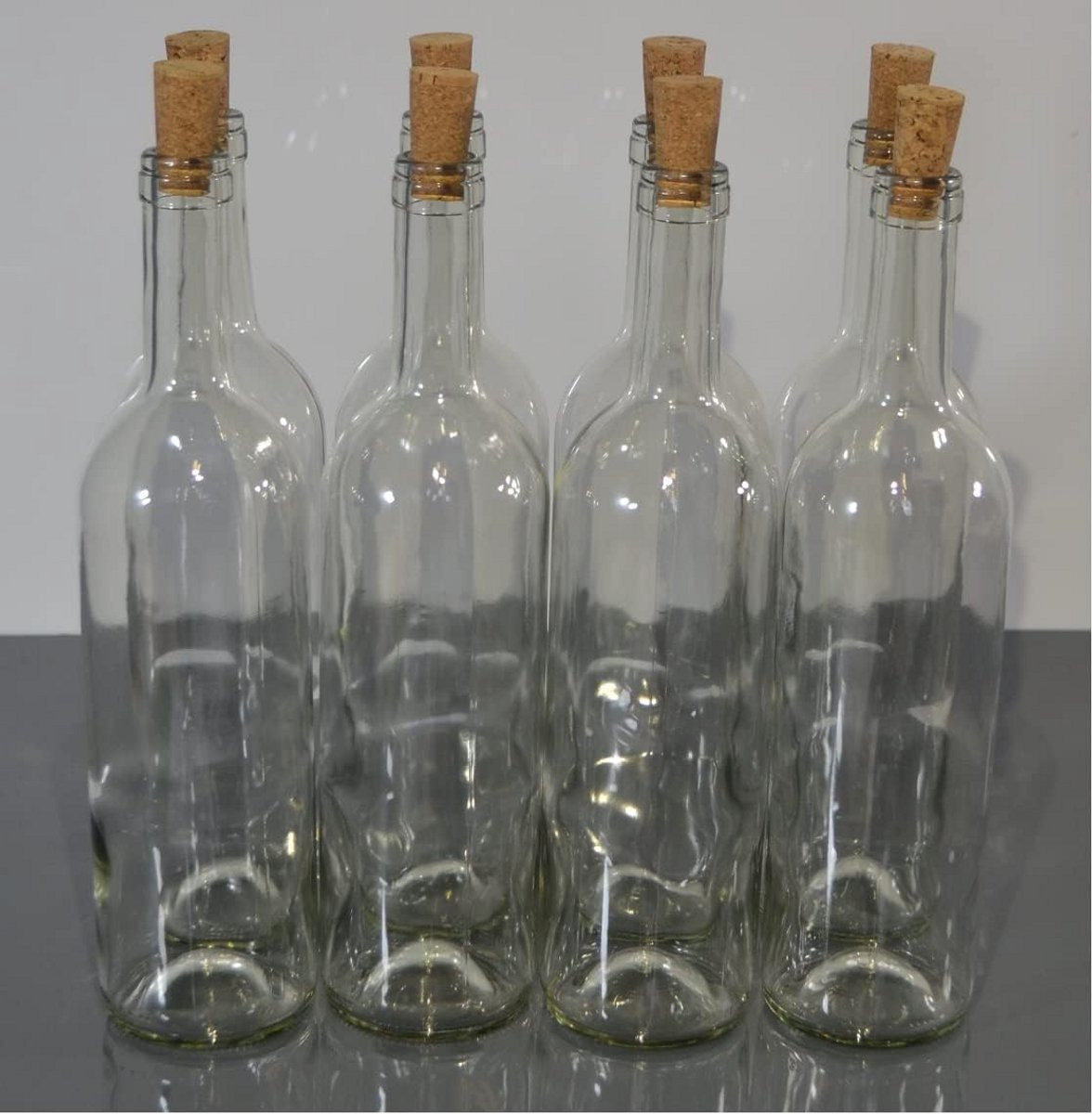 Set van 8 lege wijnflessen van 750 ml met of zonder kurk
