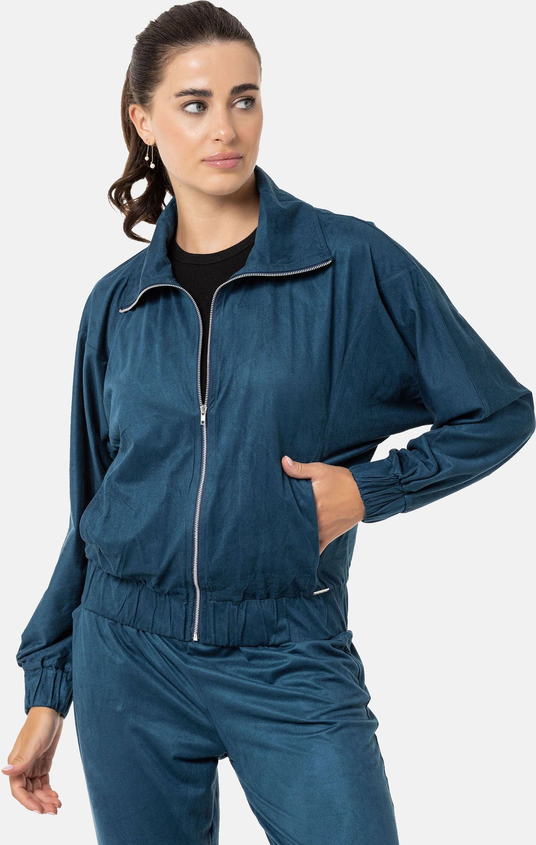 Trainingsanzug CIPO & BAXX "WLR151", Damen, Gr. XL, blau (oilgrün), Casual, regular fit, Sportanzüge Trainingsanzug, mit Jacke und Hosentaschen