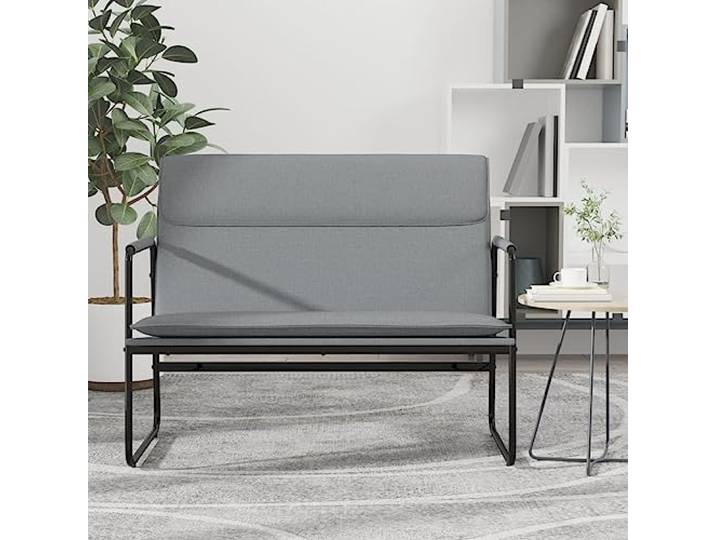 VIHHQGC Sitzbank Hellgrau 100x64x80 cm Stoff mit Metallgestell Gepolsterte Sitzfläche, schräge Rückenlehne, rutschfeste O-Form Beine, pflegeleichter Stoff