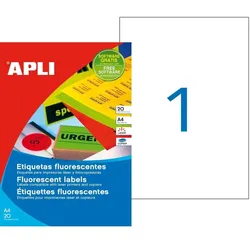 Apli agipa Adress-Etiketten, 210 x 297 mm, neongelb
