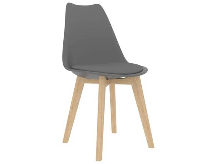 POUFGDR Essstühle, Kunststoff, Grau, 2 Stück Ergonomischer Sitz, gebogene Rückenlehne, Kissen aus Kunstleder, Füße aus Massivholz, einfache Montage