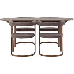 Ebuy24, Essgruppe, Andy Essgruppe Esstisch Natur 4 Stühle Bouclé braun. (MDF)