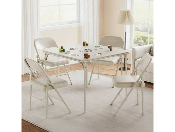 Ensemble table et chaises pliantes - LUNSY - Pliantes - Beige - 4 chaises et 1 table - 85 3 x 85 3 x 70 cm