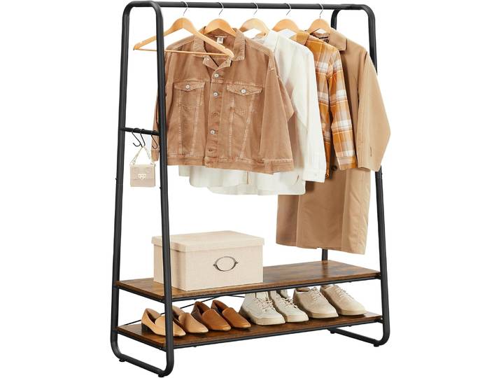 Kleiderständer Garderobe Stahlgestell 6 Haken Vintagebraun