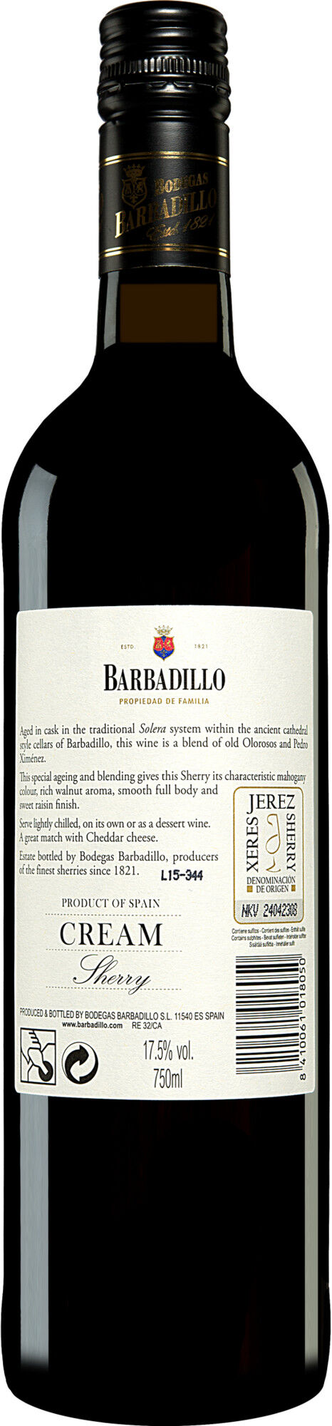 Barbadillo Cream 17.5% Vol. Sherry aus Spanien
