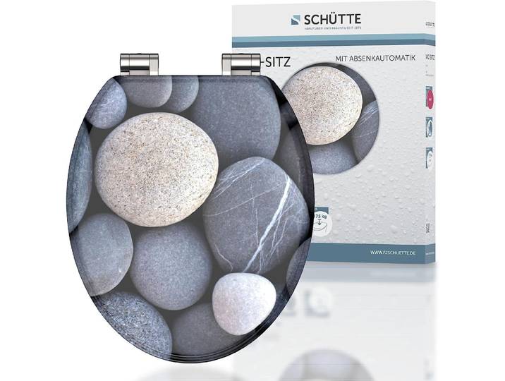 SCHÜTTE Abattant de WC en MDF GREY STONES\, abattant de WC avec motif soft close\, abattant de WC avec noyau en bois\, abattant de WC\, couvercle de WC