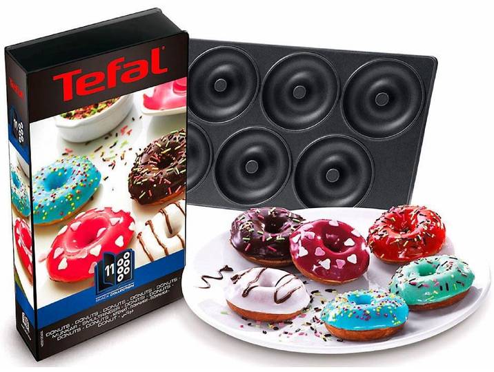TEFAL Donutplatten XA8011 , schwarz, B/H/T: 22,6cm x 13,2cm, Backbleche, passend für Tefal SW852D Snack Collection, Donutplatten