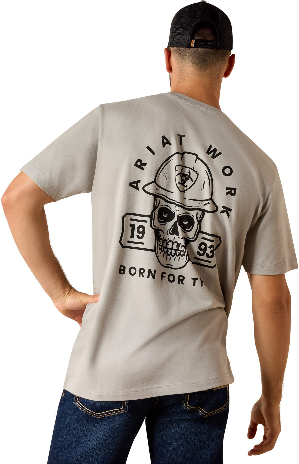 Men's Rebar Cotton Strong Hardhead T-Shirt in Limestone, Size: Small by Ariat