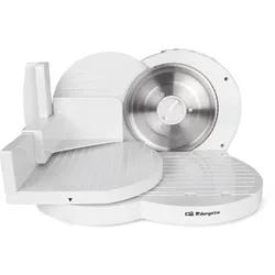 Orbegozo MS 4200 Klappbare Aufschnittmaschine, 3 Geschwindigkeiten, Klinge aus rostfreiem Stahl, sicherer und abnehmbarer Schieber, 150 Watt