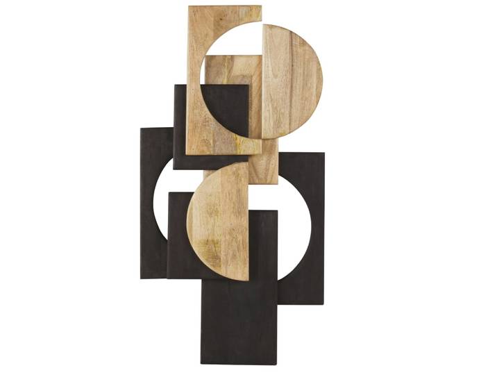 Abstrakte Wanddekoration aus zweifarbigem Mangoholz, 58 x 113 cm
