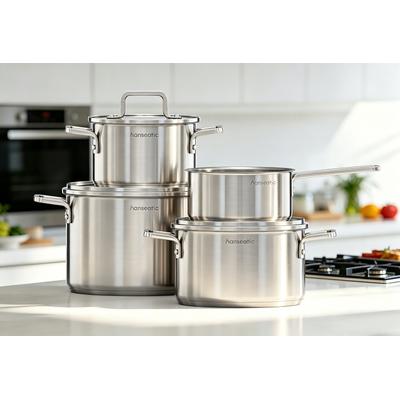 Topf-Set HANSEATIC "DAILY, mit Antihaftbeschichtung", silber (silberfarben), Töpfe, für alle Herdarten, Induktion