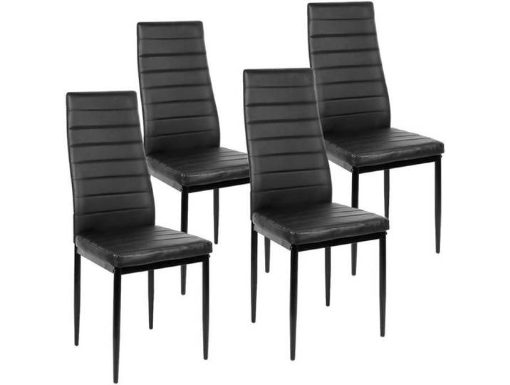 YIS Lot de 4 Chaises en Simili Cuir Noir Style contemporain - 42 x 48 x 98 cm