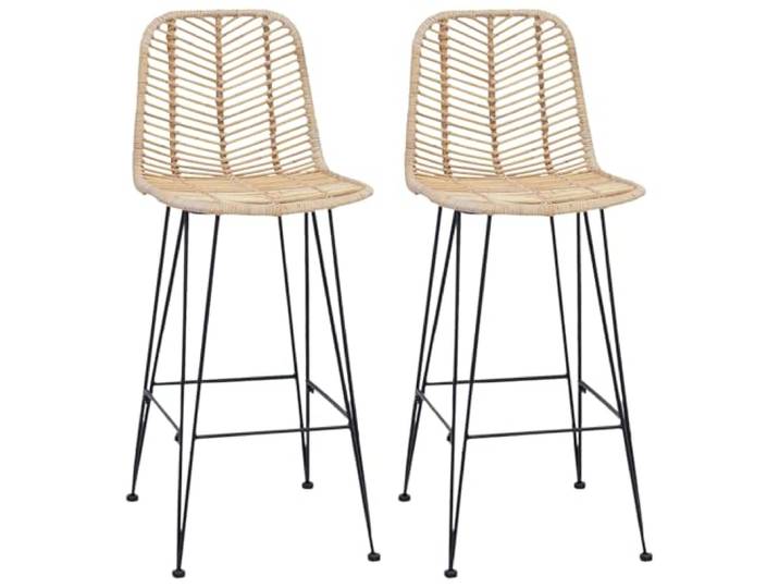 HGPOTUY Barstuhl 2 STK Natur 44 x 53 x 111 cm Rattan und Eisen Hohe Rückenlehne, Fußstütze, klares Design, für Küche und Wohnzimmer, pflegeleicht