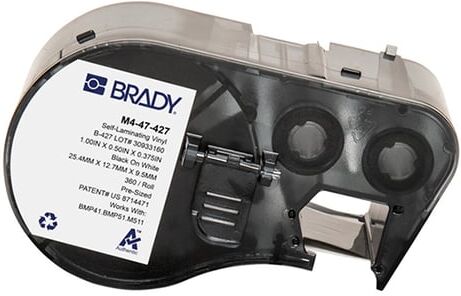 Brady M4-47-427 etiquetas de vinil laminado preto sobre branco 12,70 mm x 25,40 mm