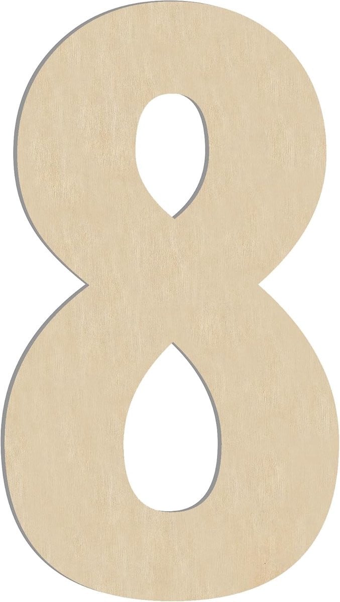 Houten Nummer 8 Decoratie Cijfer voor Muurdecoratie - 43 cm Hoog