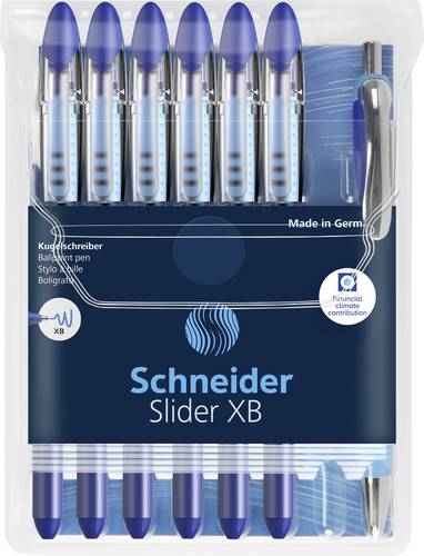 Schneider Schreibgeräte Kugelschreiber Slider Basic XB Rave 6er Etui + Slider Rave XB blau 151277 Kugelschreiber 6St.