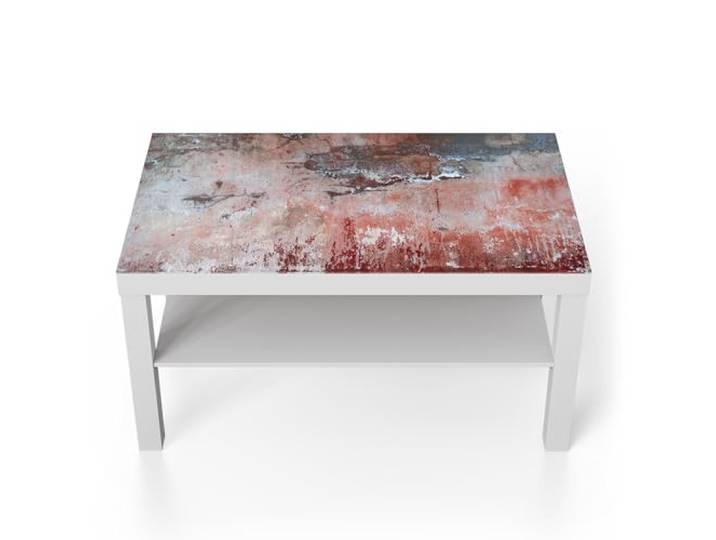 DEQORI Glastisch weiß groß 90x50 cm Motiv Roter Zerfall ausgefallener Beistelltisch aus Glas Hochglanz Couchtisch fürs Wohnzimmer moderner Couch Tisch mit Design