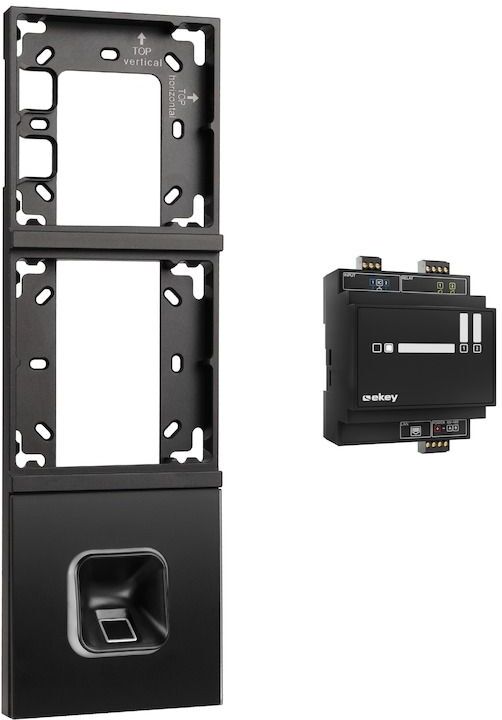 ekey xLine Fingerprintset Unterputzmontage, Loxone Montagerahmen 3-fach Anthrazit