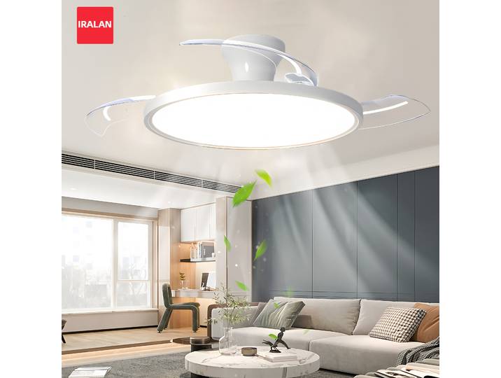 Ventilateur de plafond silencieux pour chambre à coucher, éclairage décoratif, lame Invisible, rétractable, intelligent, avec lumière