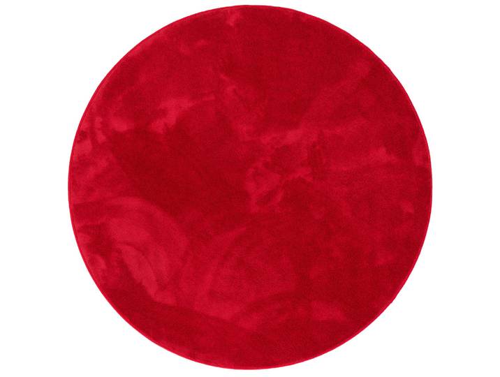 Tapis à poils longs moelleux rond vin rouge 200x200 cm
