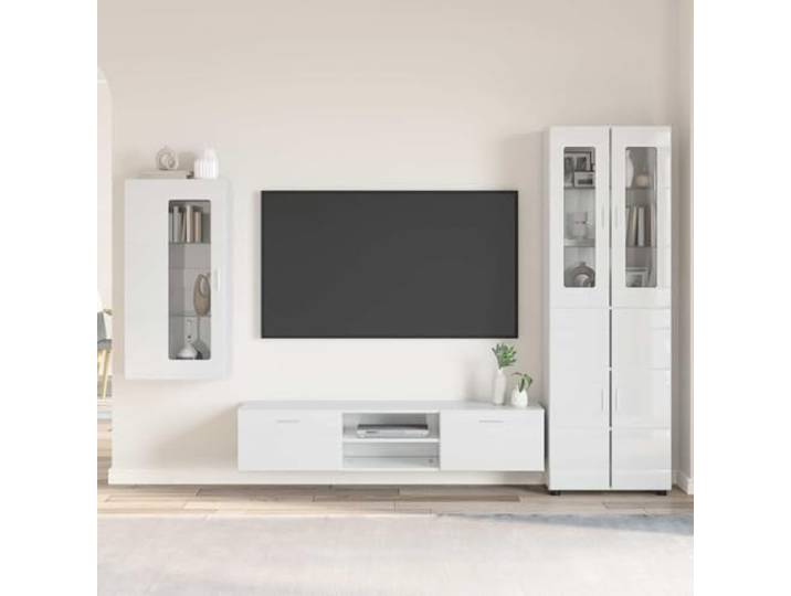 LPERTGFHU TV-Schrankset 3-TLG. Wohnwand Holzwerkstoff Weiß 150x39x30 cm Modernes Design, Vielseitiger Stauraum, Inklusive Wandregal & Highboard