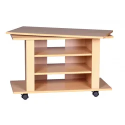 TV Board – Buchenholz drehbar rollbar 3 Ebenen