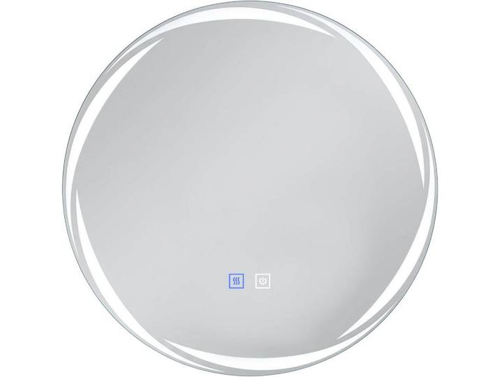 Costway Badezimmerspiegel mit Beleuchtung silber, Silberfarben, Glas, 50x50x4 cm, Badezimmer, Badezimmerspiegel, Badspiegel