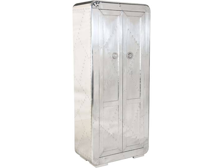 Schrank Air silber Mangoholz und MDF mit Alu beschlagen B 80 H 180 cm