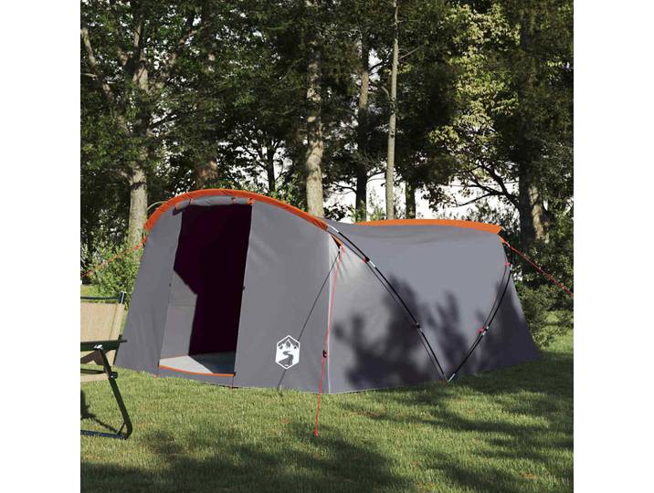 vidaXL Tunnelzelt 4-Personen 4 Personen Grau und Orange