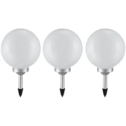3er Set Außen Stecklampe LED Solar Kugelleuchte Gartenlampe Kugel weiß Außenlampe, Durchmesser x Höhe 20 x 62 cm, Garten Rasen Wiese Blumenbeet