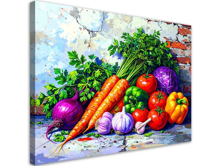 Feeby Leinwandbild bunte Gemüse Pflanzen 120x80cm, Mehrfarbig, Essen/Getränk, Rechteckig, 120x80 cm, Bilder & Rahmen, Bilder, Leinwandbilder