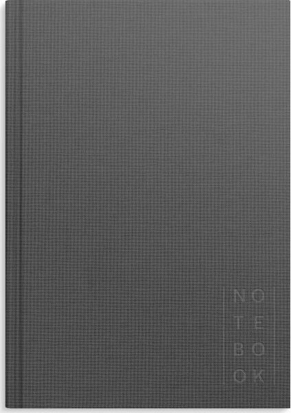 Burde Notesbog, Tekstil, A5, Blank, Dark Grey