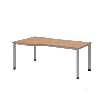 Hammerbacher-Schreibtisch 4Fuß-rd.180x100/80cm Nussb./S-VHS18/N/S
