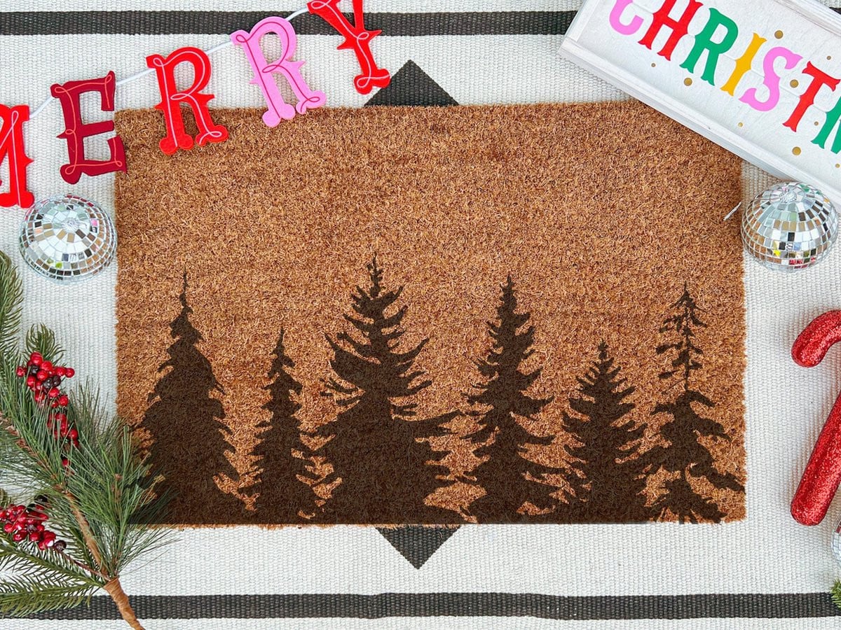 Laser Point Ingangsmat Christmas Forest Trees B/D: 90 x 60 cm