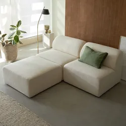 Vénus - Modulares 3-Sitzer-Sofa aus ecrufarbenem Stoff