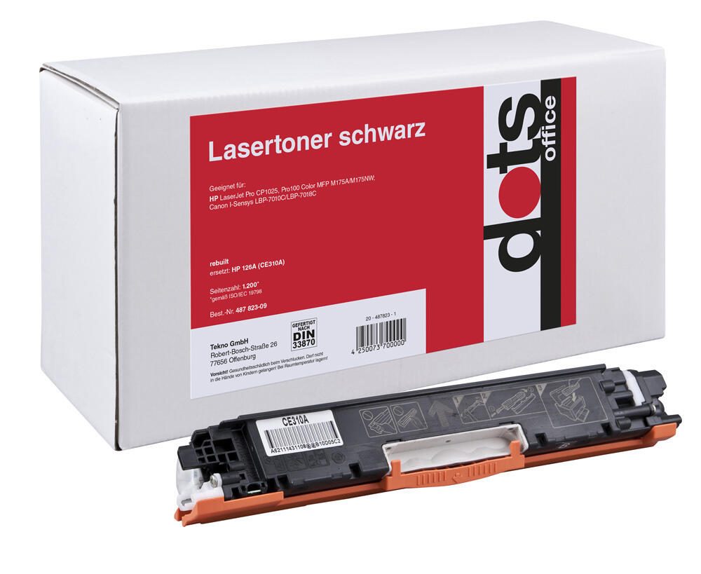 dots Toner kompatibel zu HP 126A (CE310A) 1.200 Seiten schwarz 1226,0000-DOTS