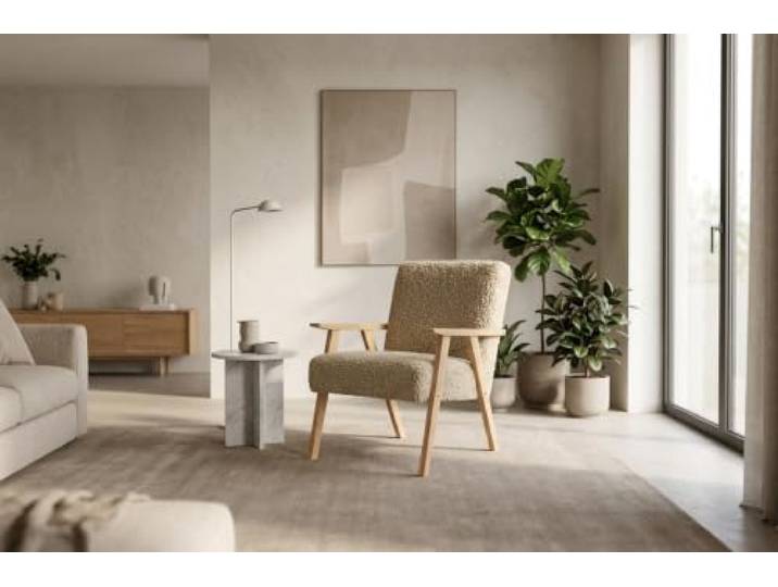 Family Meble Sessel Soler Angel – Retro-Sessel im Vintage-Stil mit Stoff-Bezug – Beige · 3