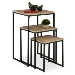 Relaxdays Beistelltisch 3er Set Grau,Schwarz
