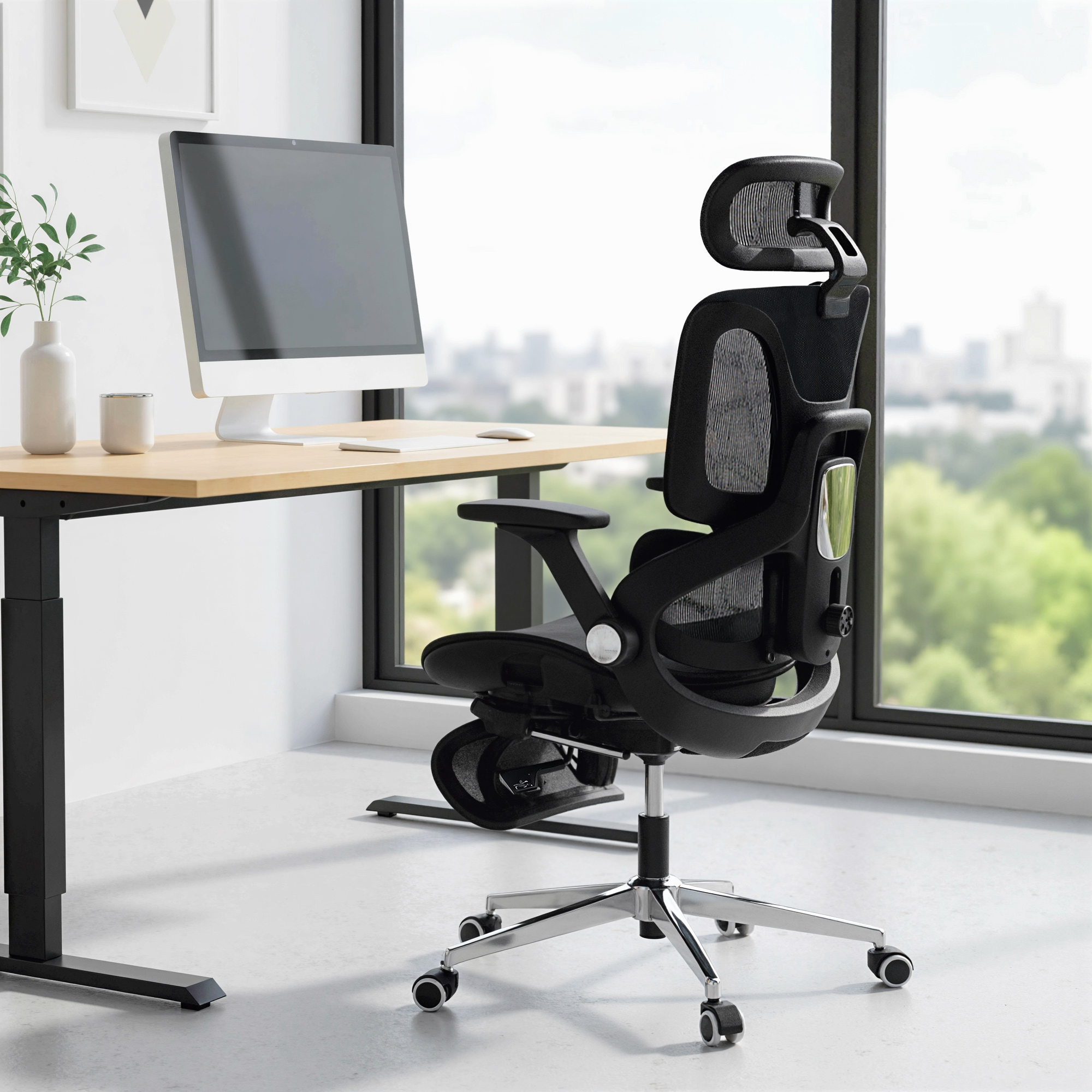 Homcom Sedia ufficio ergonomica con braccioli 4D e poggiatesta regolabile, Nero   Aosom Italy
