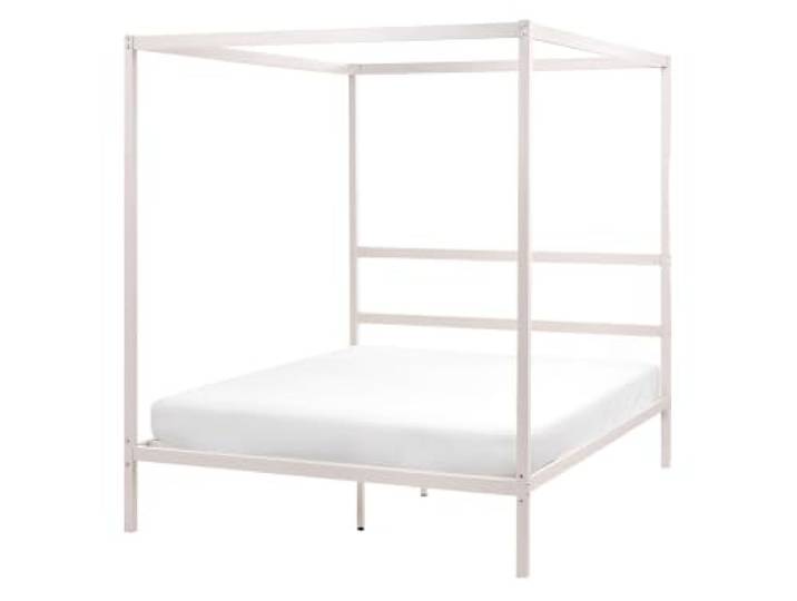 Beliani Himmelbett Hellbeige Metall 140 x 200 cm 4 Pfosten Stilvoll Minimalistisch Designer Bett für Schlafzimmer