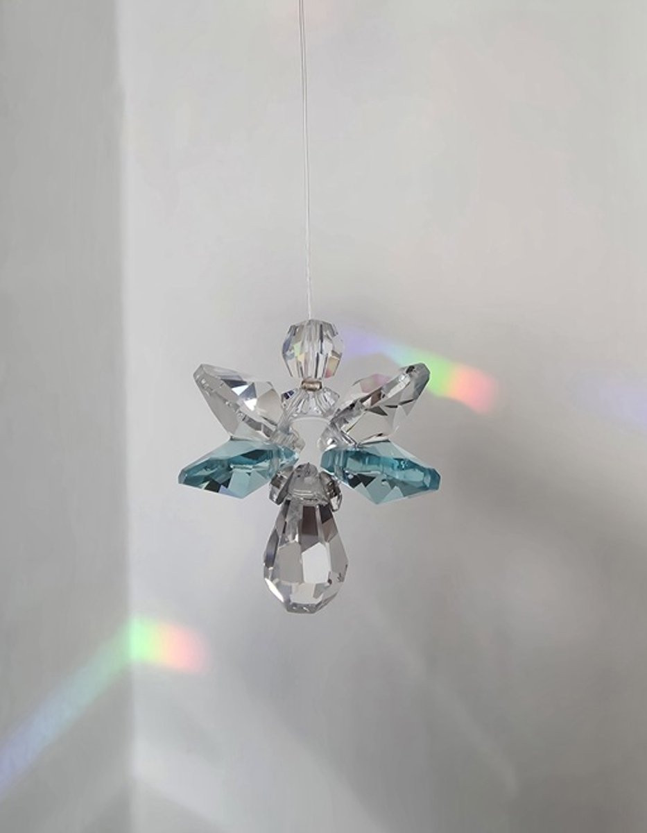 Geluksengel Baby Blue Raamhanger met Swarovski Kristallen Suncatcher