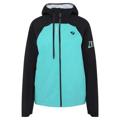 Regenjacke ZIENER "NEHLE-Z", Damen, Gr. 34, tropical teal.schwarz, Obermaterial: 100% Polyester, Jacken Regenjacke