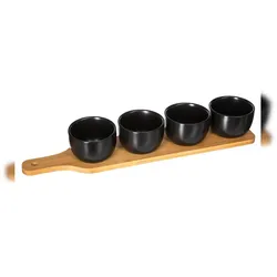 Secret de Gourmet - Set mit Schalen für Aperitifs auf Servierplatte, Farbe Schwarz, 41,2x8x6 cm